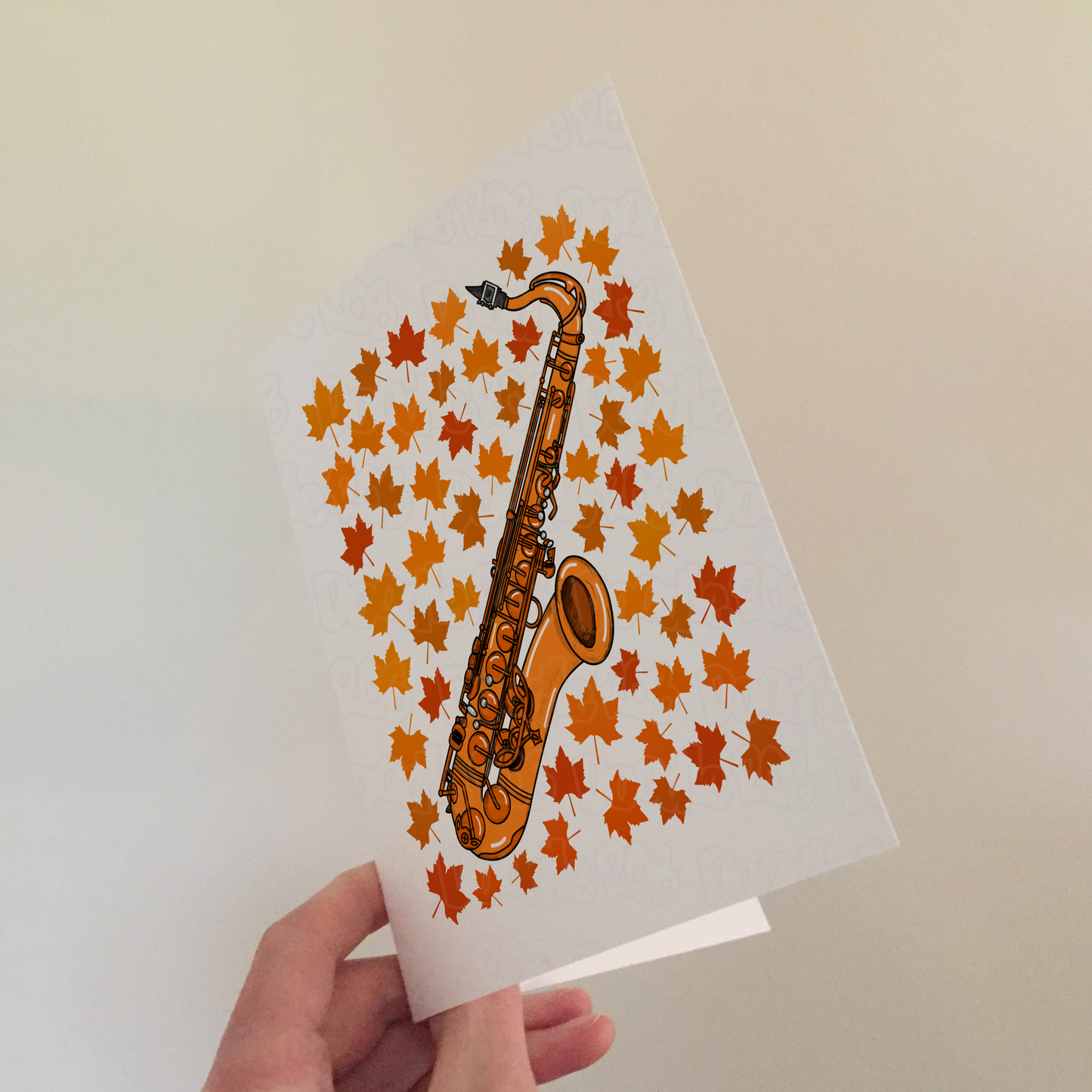 Saxophone Autumn Greeting Card - Saxophonist Woodwind Musician Card