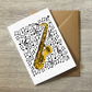 Saxophone Greeting Card (Musical Notes) - Saxophonist Birthday Card - Music Teacher Card