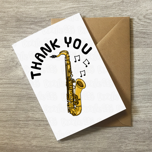 Saxophone Thank You Card - Saxophonist Musician - Card For Music Teacher