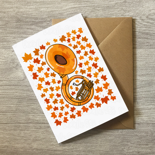 Sousaphone Autumn Greeting Card - Sousaphonist Brass Musician Card