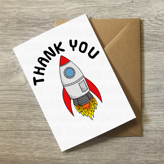 Space Rocket Thank You Card - Card For Science Teacher - Funny Leaving Card