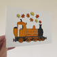 Autumn Steam Train Greeting Card - Steam Locomotive Card - October Birthday Card