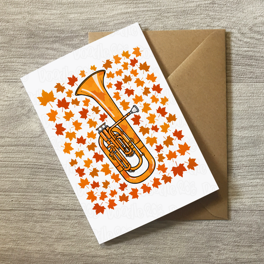 Tenor Horn Autumn Greeting Card - Horn Player Brass Musician Card