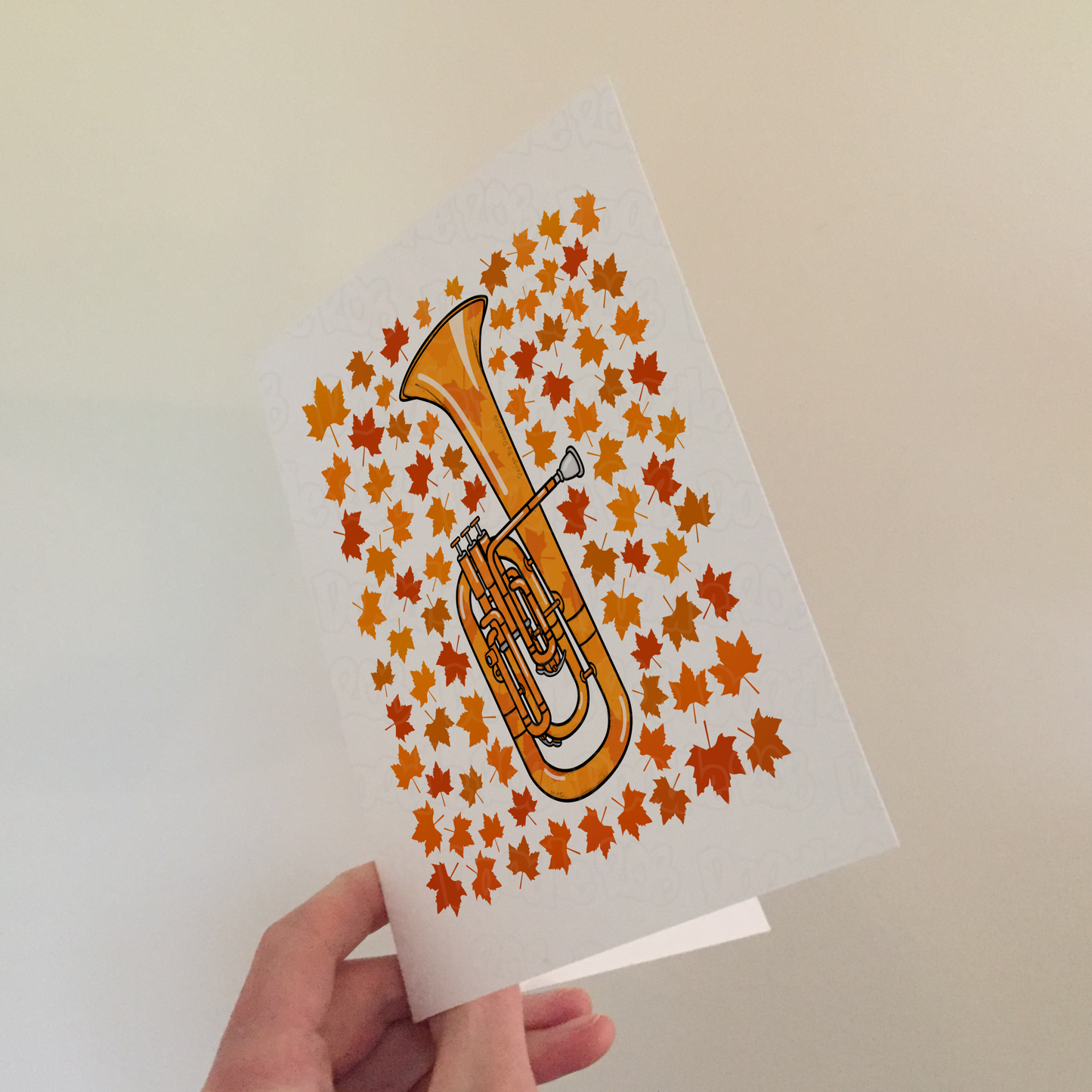 Tenor Horn Autumn Greeting Card - Horn Player Brass Musician Card