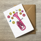 Floral Tenor Horn Greeting Card - Female Brass Musician