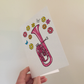 Floral Tenor Horn Greeting Card - Female Brass Musician