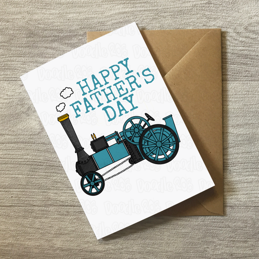 Traction Engine Father's Day Card - Dad Steam Enthusiast