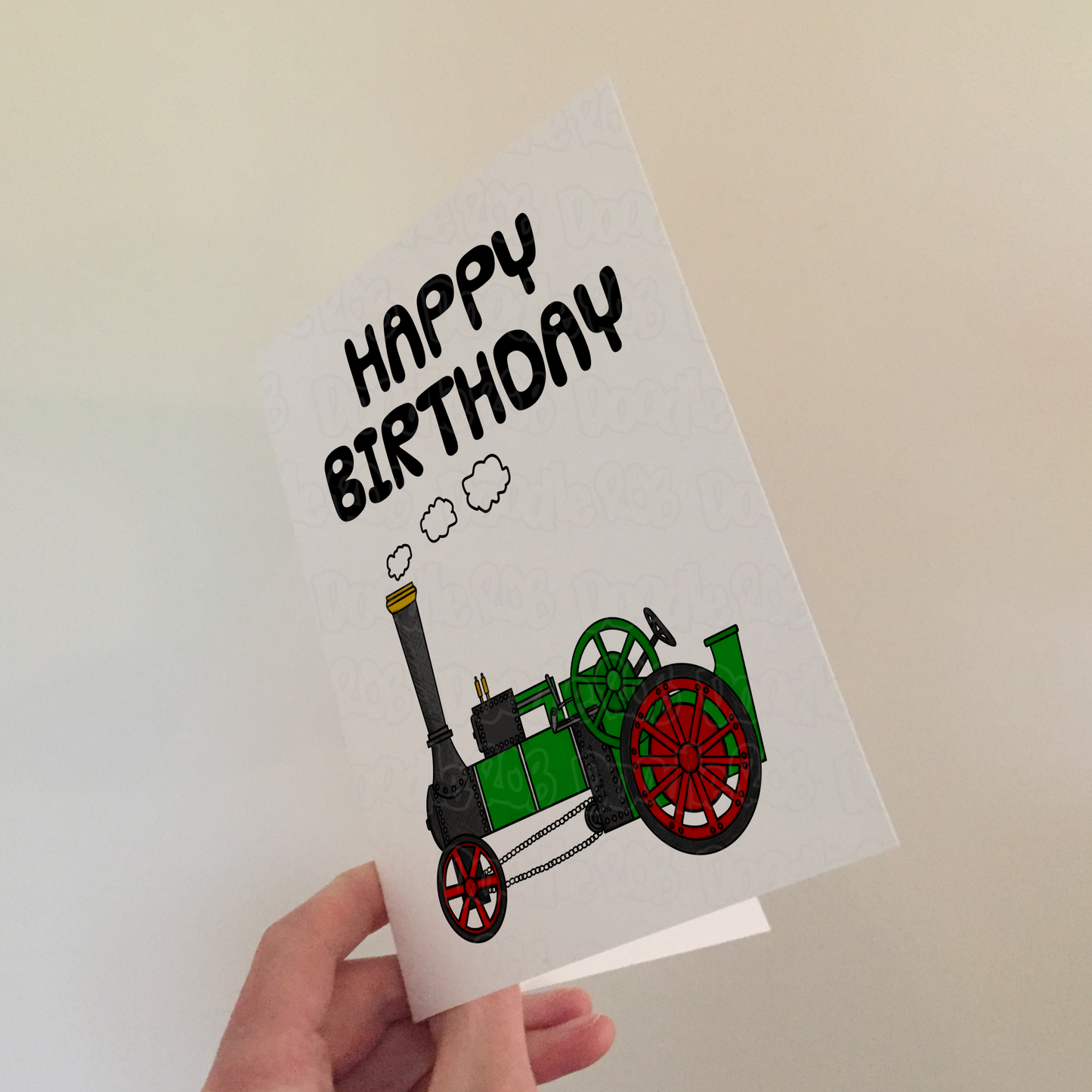 Traction Engine Birthday Card (Green) - Engineer Greeting Card - Steam Enthusiast Card