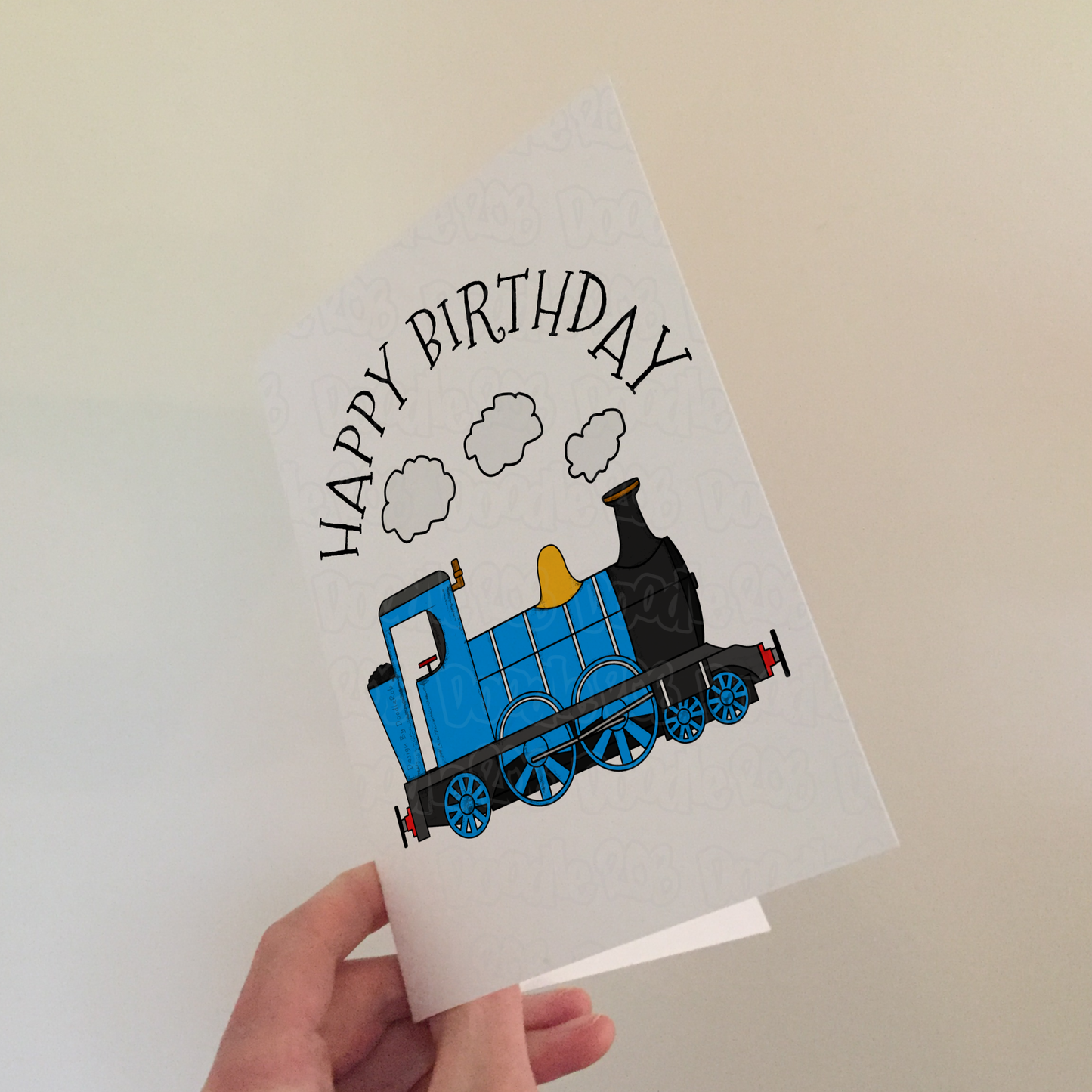 Train Birthday Card (Blue) - Steam Train Card - Rail Enthusiast Greeting Card