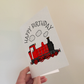 Train Birthday Card (Red) - Steam Locomotive Card - Rail Enthusiast Greeting Card