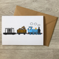 Steam Train Baby Shower Card (Boy) - Pregnancy Announcement Greeting Card - Boy Gender Reveal