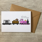 Steam Train Baby Shower Card (Girl) - Pregnancy Announcement Greeting Card - Girl Gender Reveal