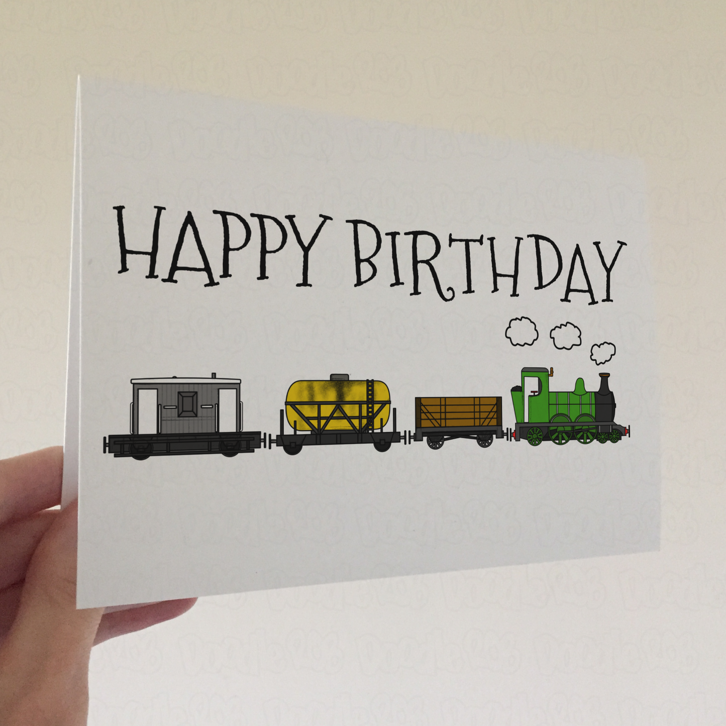 Train Birthday Card - Steam Locomotive With Wagons - Railway Enthusiast Greeting Card