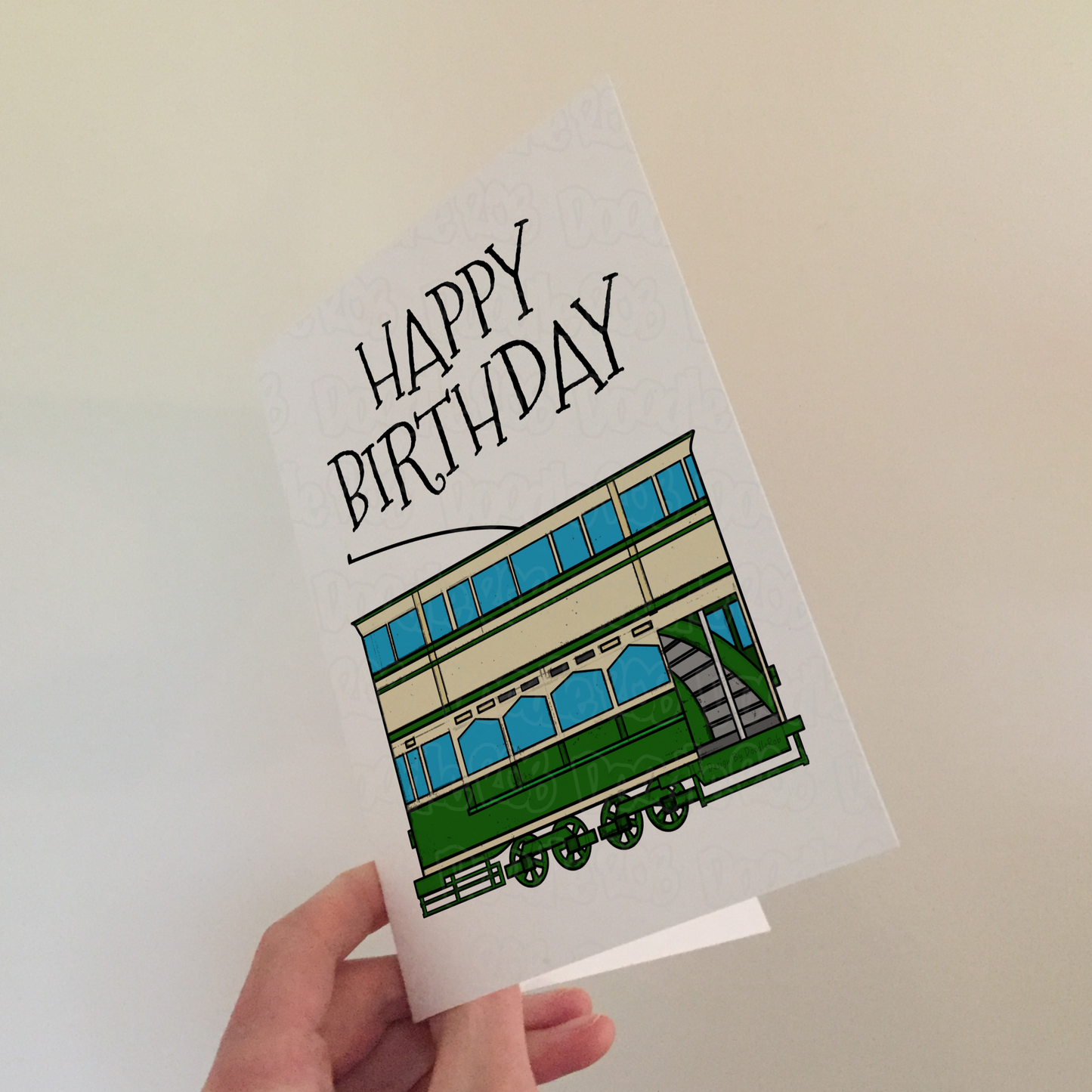 Tram Birthday Card - Vintage Tram Greeting Card - Rail Enthusiast Birthday