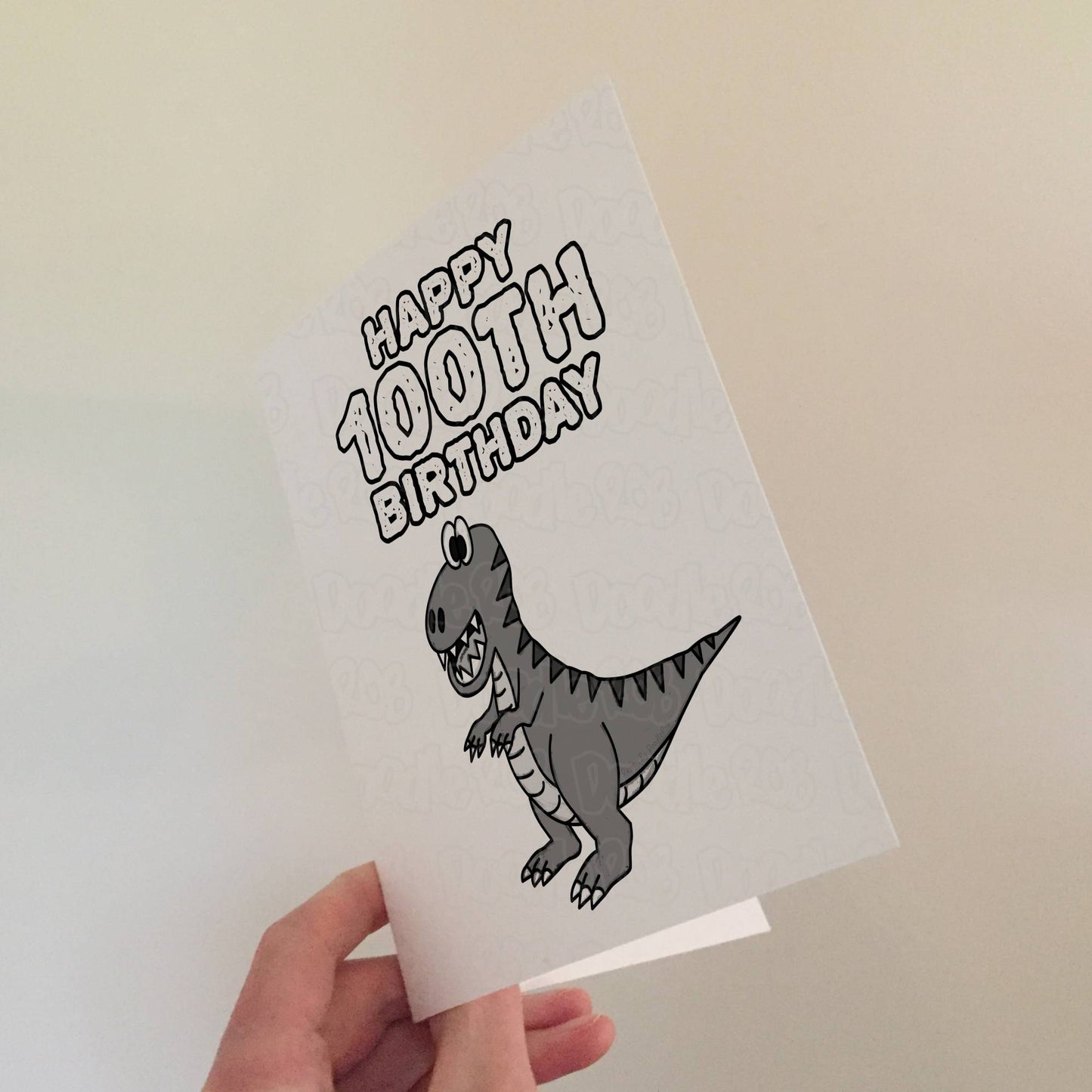 Dinosaur 100th Birthday Card - Happy 100th Birthday - T-Rex Birthday Card