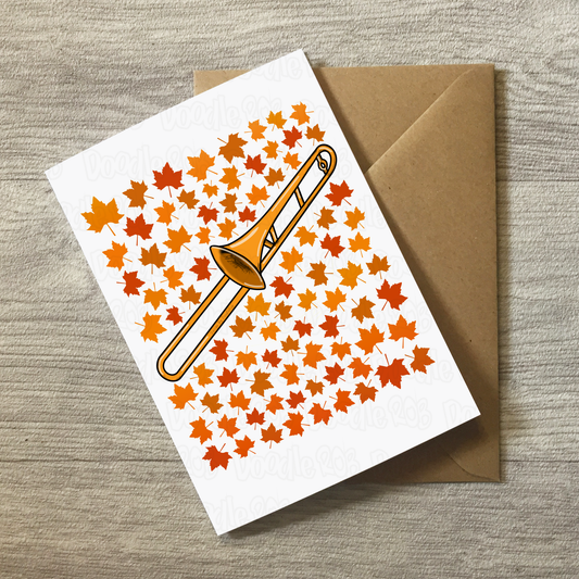 Trombone Autumn Greeting Card - Trombonist Brass Musician Card