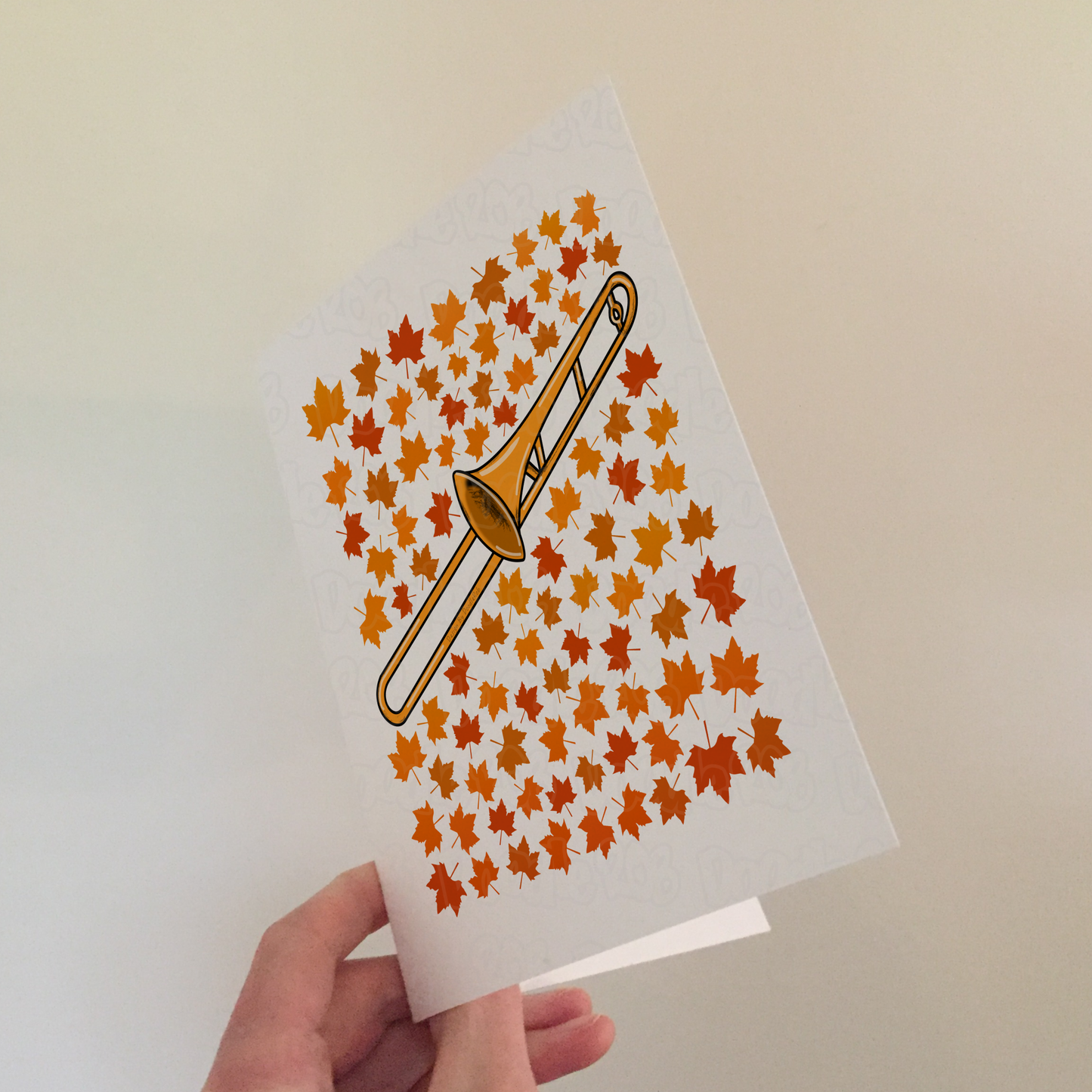 Trombone Autumn Greeting Card - Trombonist Brass Musician Card