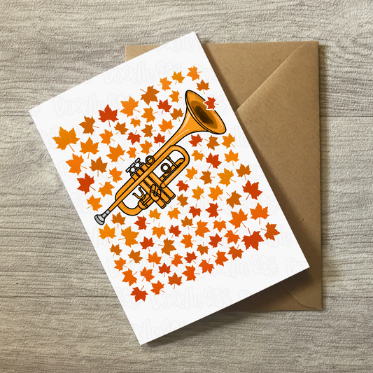 Trumpet Autumn Greeting Card - Trumpeter Brass Musician Card