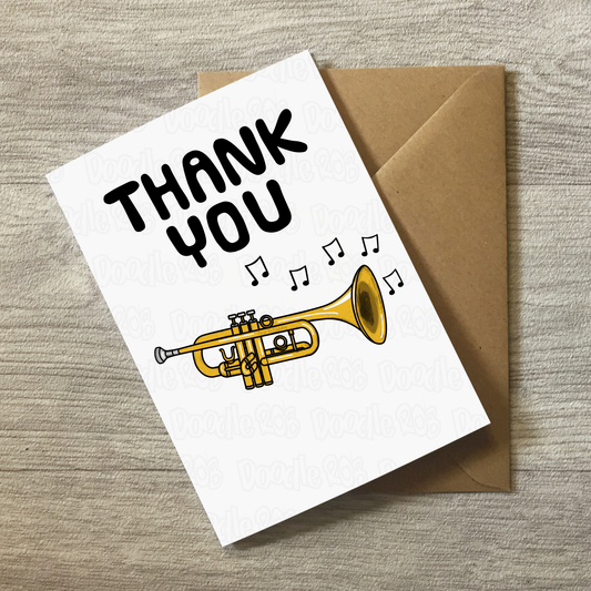 Trumpet Thank You Card - Trumpeter Brass Musician - Card For Music Teacher