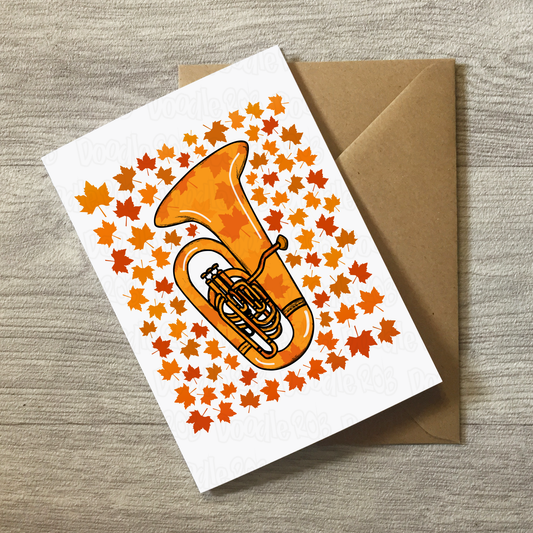 Tuba Autumn Greeting Card - Tubaist Brass Musician Card