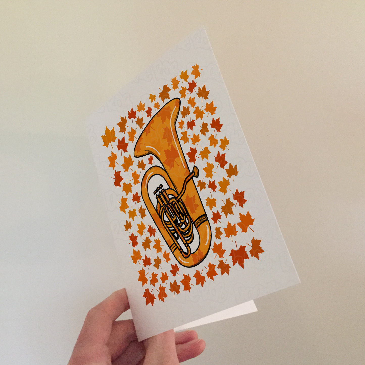 Tuba Autumn Greeting Card - Tubaist Brass Musician Card
