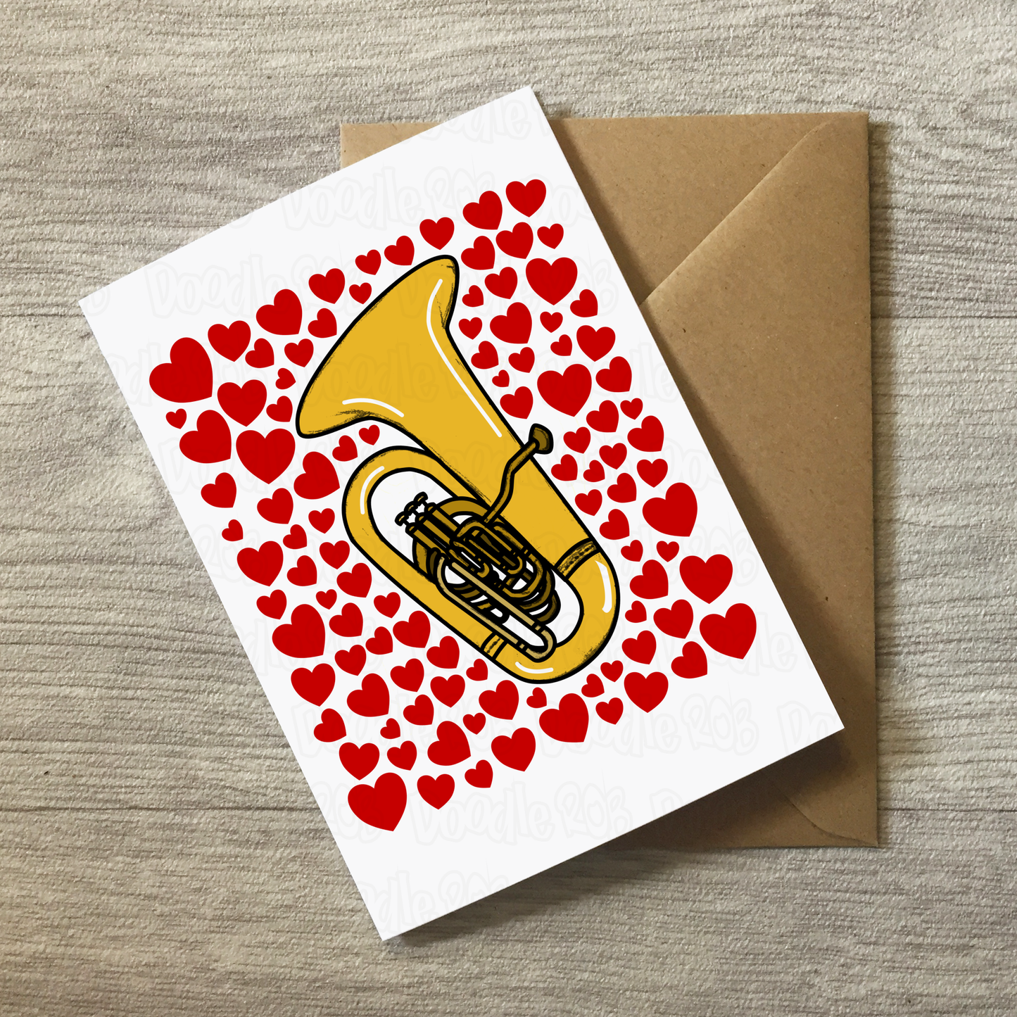 Tuba With Hearts Greeting Card - Tubaist Musician Valentines Anniversary Card
