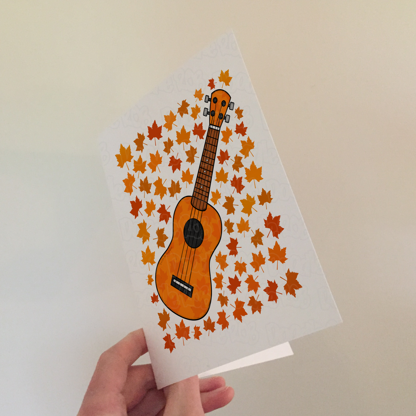 Ukulele Autumn Greeting Card - Uke Player Musician Card