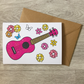 Floral Ukulele Greeting Card - Female Ukulelist - Music Teacher Thank You Card