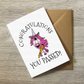 Unicorn Congratulations Card - School Exam Greeting Card - GCSE Student