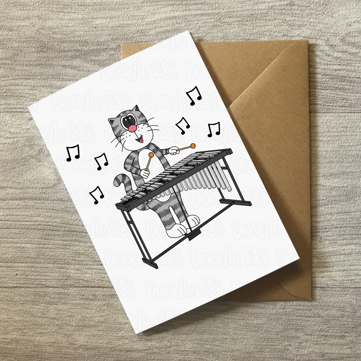 Cat Vibraphone Greeting Card - Percussionist Birthday Card - Funny Percussion Teacher Card