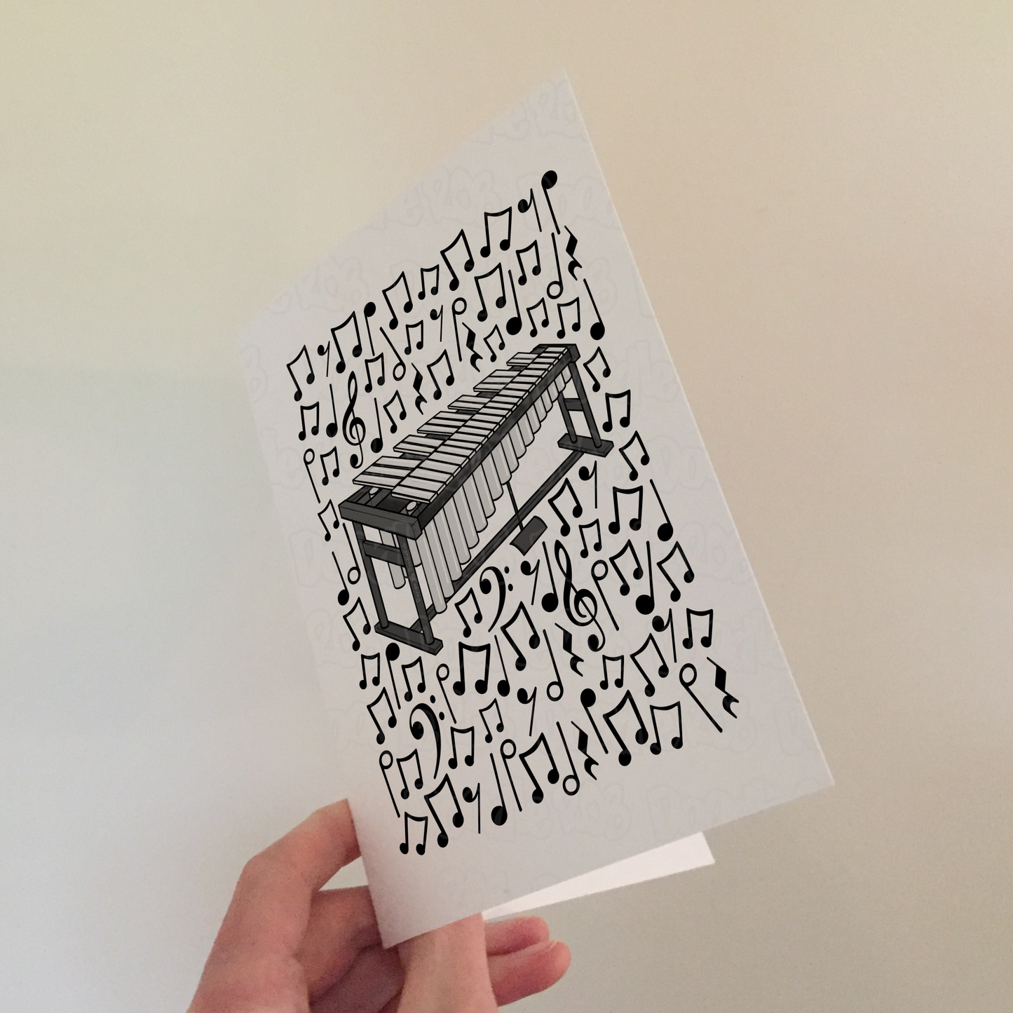 Vibraphone Greeting Card (Musical Notes) - Vibraphonist Birthday Card - Percussionist Card