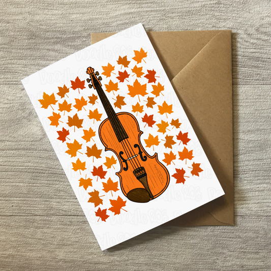 Violin Autumn Greeting Card - Violinist String Musician Card