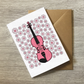 Violin Floral Greeting Card (Pink Flowers) - Female Violinist - String Musician Card For Girl