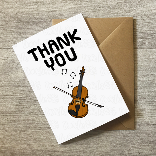 Violin Thank You Card - Violinist Musician - Card For Music Teacher