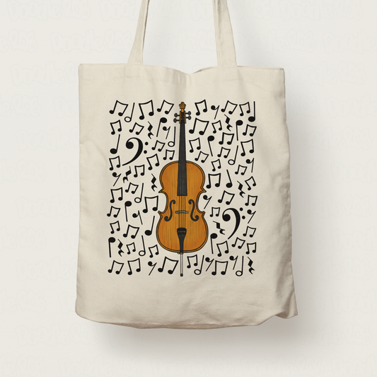 Cello Musical Notes Tote Bag - Cellist Tote Bag - String Musician Orchestra Gift
