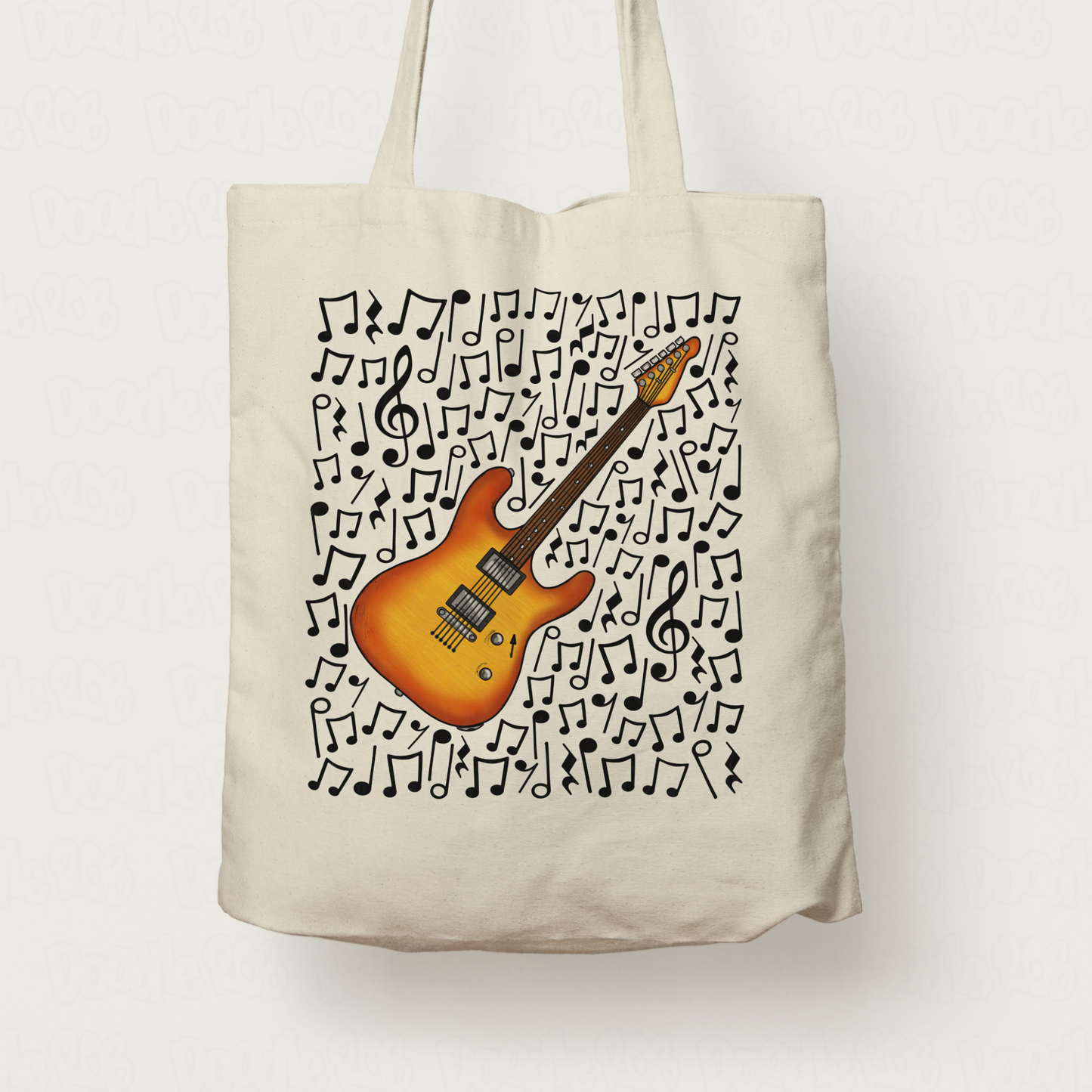 Electric Guitar Musical Notes Tote Bag - Guitar Teacher Tote Bag - Gift For Guitarist