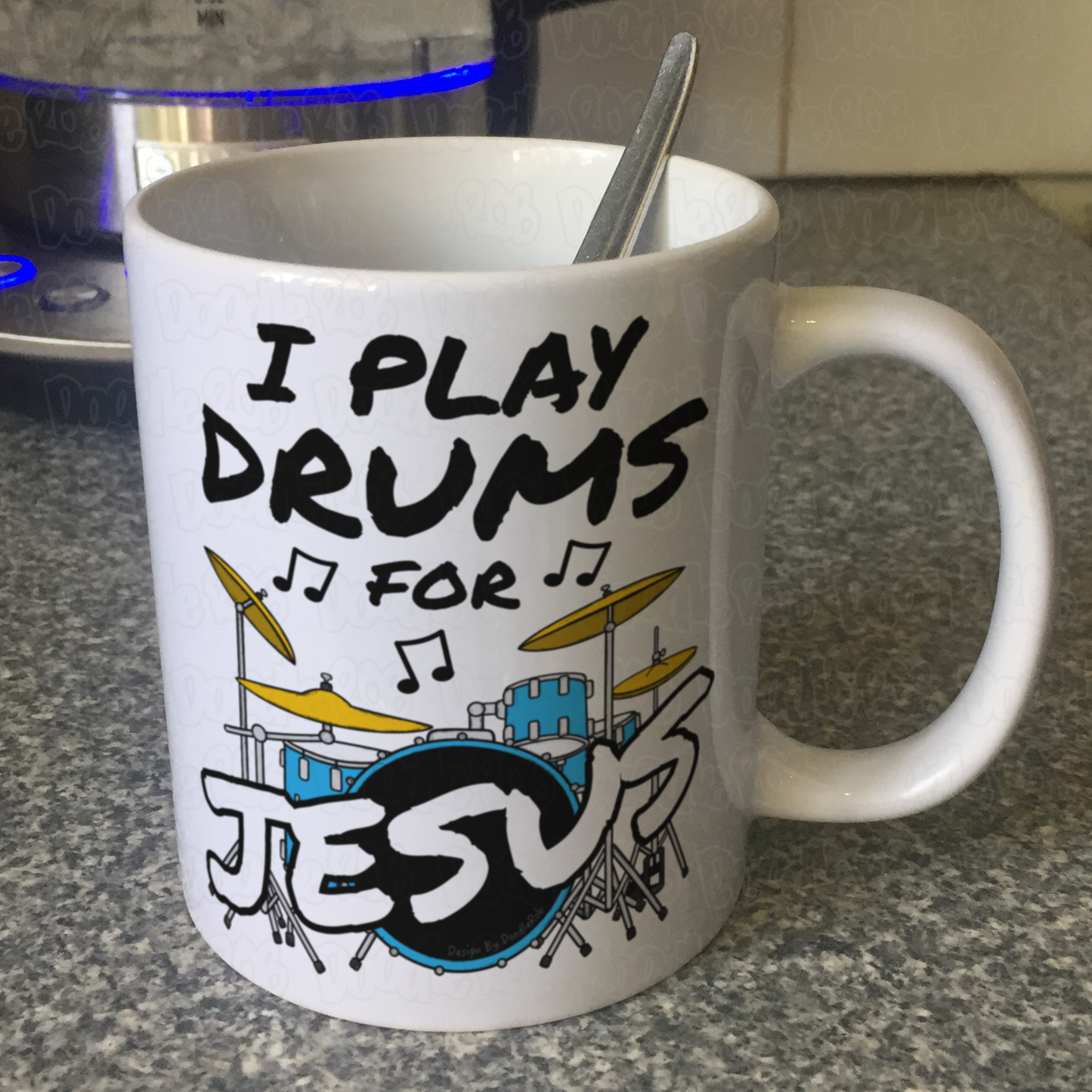Church Drummer Mug - I Play Drums For Jesus - Worship Drummer Gift