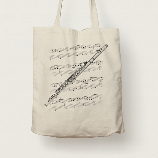 Flute Tote Bag - Gift For Flautist - Woodwind Musician Gift