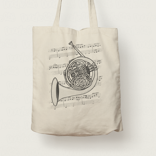 French Horn Tote Bag - Horn Player Bag - Brass Musician Gift