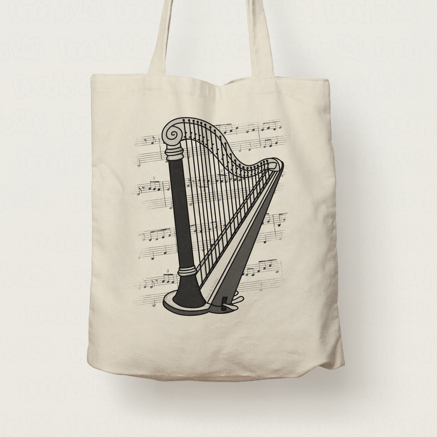 Harp Tote Bag - Gift For Harpist - String Musician Gift