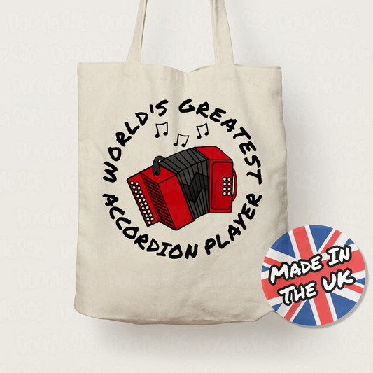 Accordion Tote Bag - World's Greatest Accordion Player - Accordionist Gift