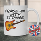 Church Guitarist Mug - Praise Him With Strings (Psalm 150) - Worship Guitar Mug