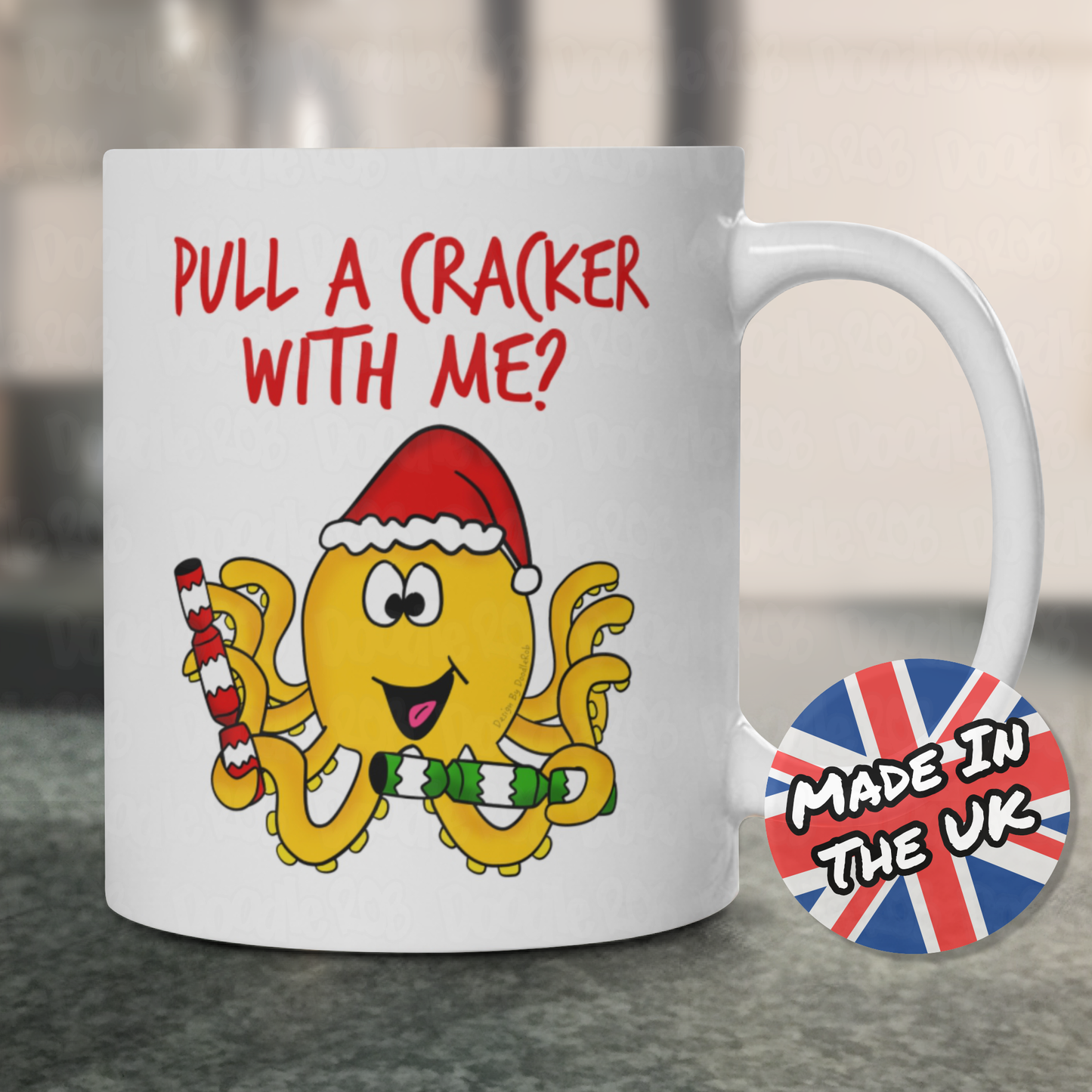 Octopus Christmas Mug - Pull A Cracker With Me - Funny Xmas Gift For Animal Lover