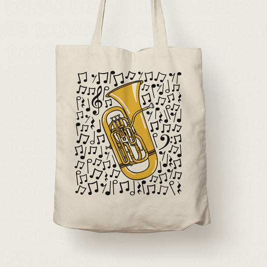 Euphonium Musical Notes Tote Bag - Gift For Euphoniumist - Brass Musician Gift