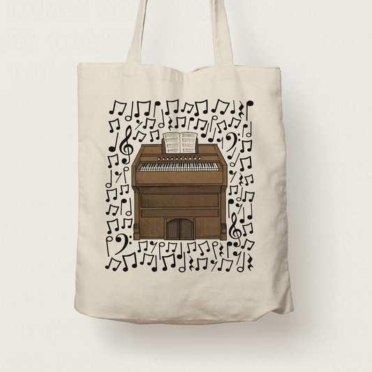 Harmonium Musical Notes Tote Bag - Gift For Organist - Church Organ Mug - Church Musician Gift