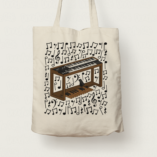 Jazz Organ Musical Notes Tote Bag - Gift For Organist - Keyboard Player - Jazz Musician Gift