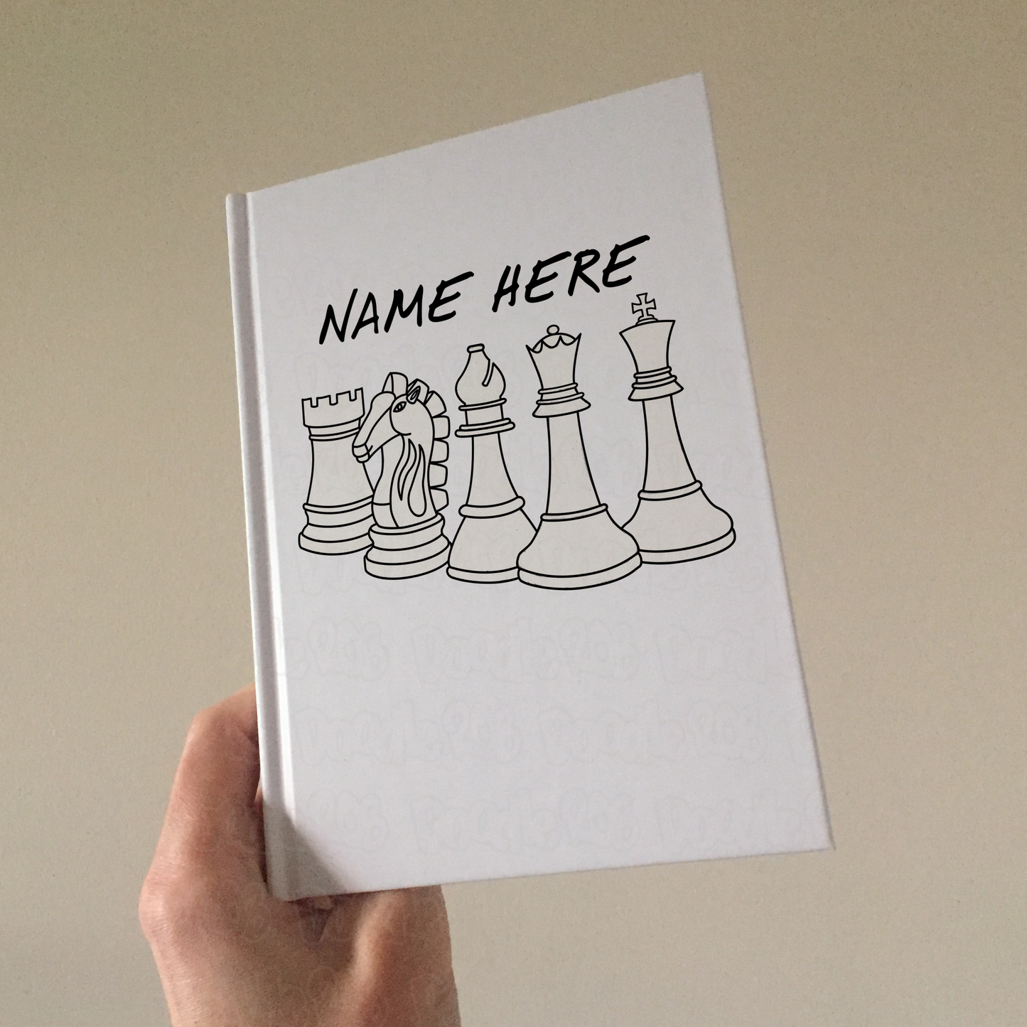 Chess Personalised Journal (White Pieces) - Gift For Chess Player - Custom Chess Notebook