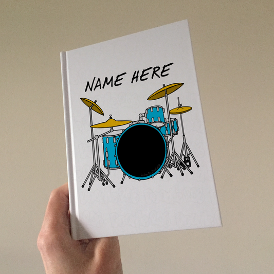 Drummer Custom Journal (Blue) - Personalised Drummer Notebook - Gift For Drum Teacher