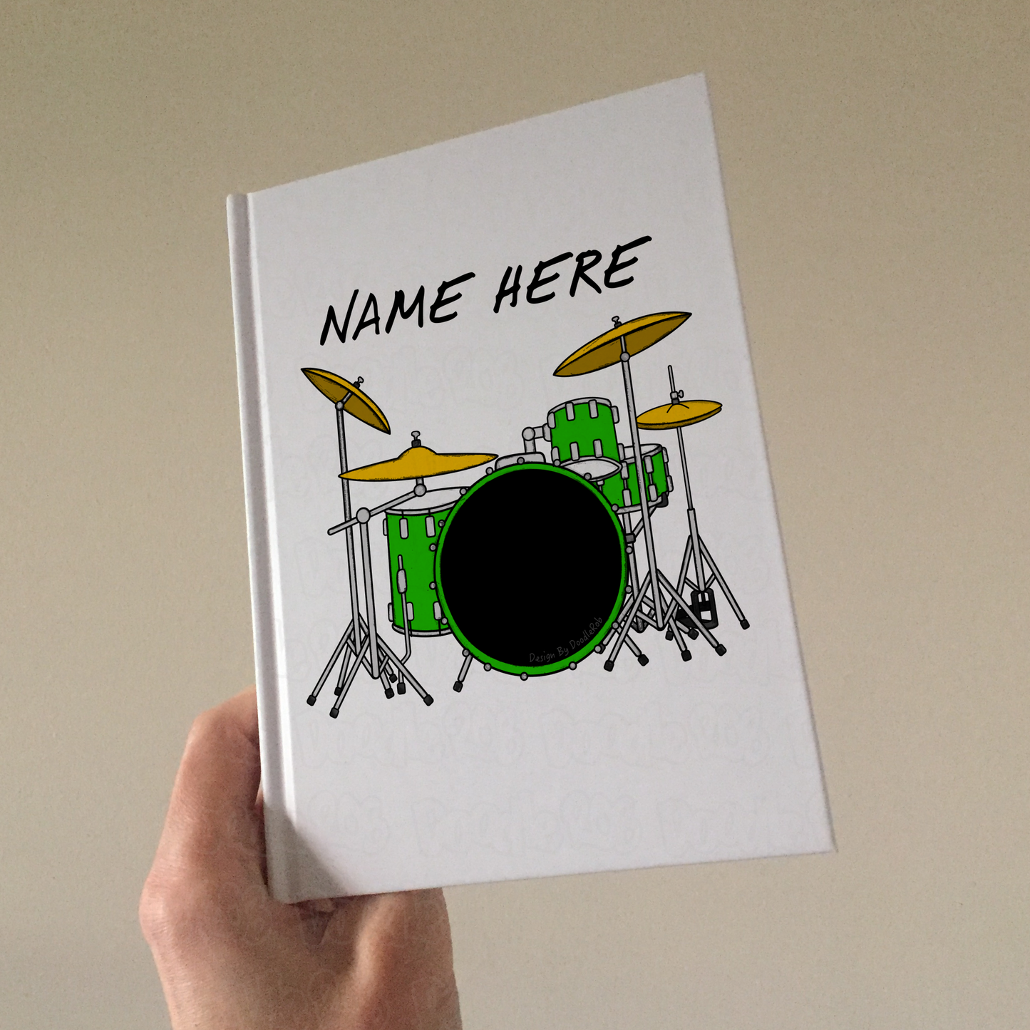 Drummer Custom Journal (Green) - Personalised Drummer Notebook - Gift For Drum Teacher