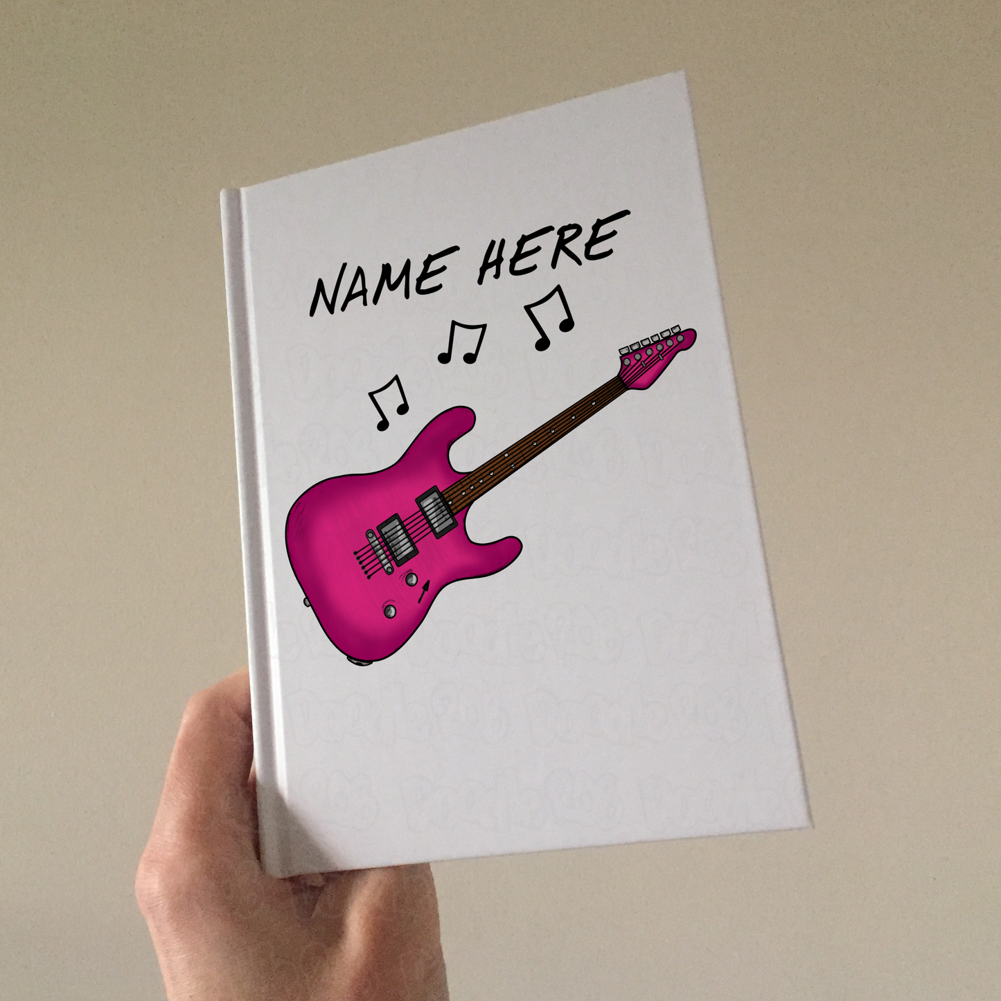 Guitar Personalised Journal (Pink) - Electric Guitarist Notebook - Guitar Gift For Girl